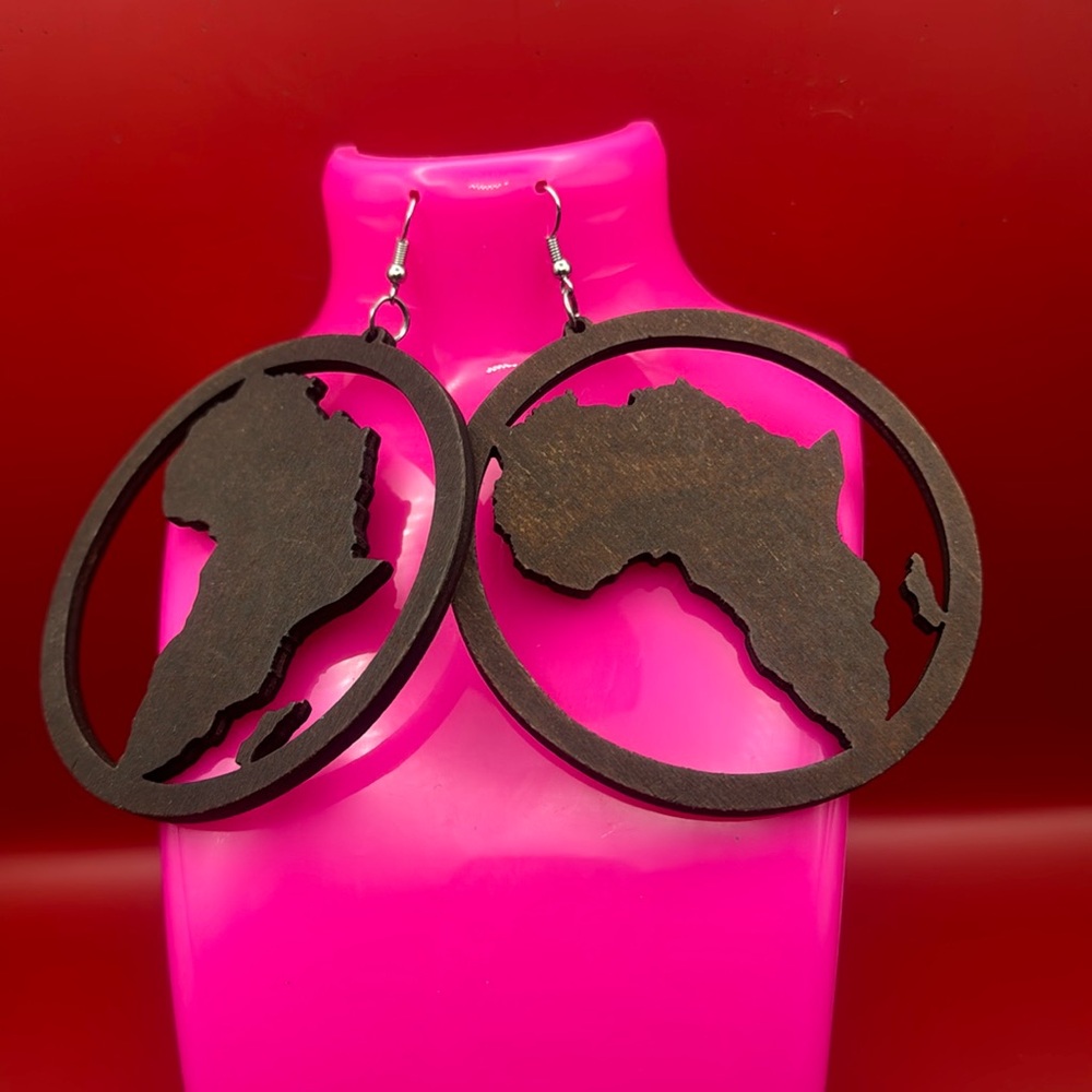 'Wooden Map of Africa Hoop Earrings | Africa shaped | African | Natural hair |